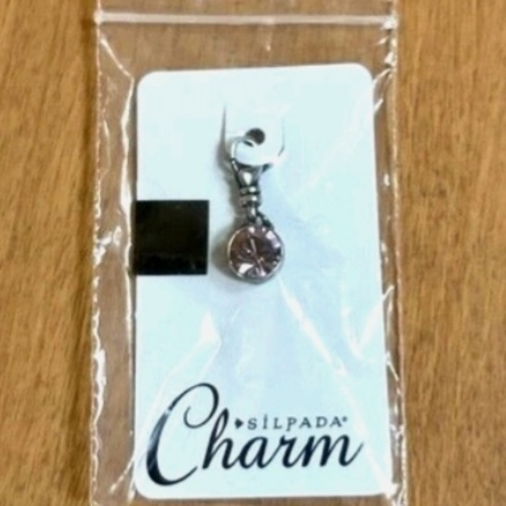 Rare Silpada Sterling Birthday Bliss Cubic Zirconia June Birthstone Charm C2532